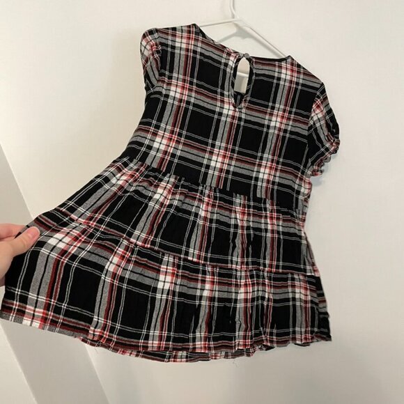 TORRID 00 Plus Size Black Red Plaid Shirred Hem Top Short Sleeve Babydoll 10 M L - Picture 14 of 14